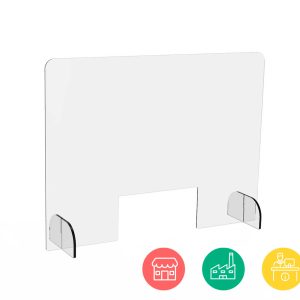 Mampara de 180 × 80 cm x 5mm - con 2 ventanillas y 3 patas