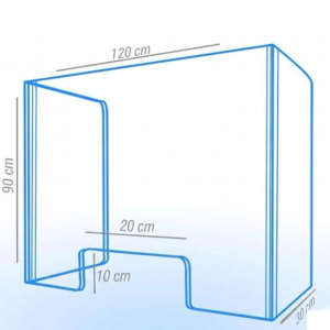 Mamparas de sobremesa en forma de U con tapa superior, ventanilla 20x10cm + anclajes