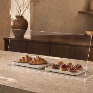 Vitrina protectora de metacrilato para alimentos en forma de L - 500 x 250 x 280mm (5mm grosor)